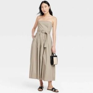 a new day Belted Midi Bandeau Dress in Green & Tan Women's Size 10